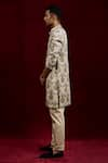 Gaurav Katta_Ivory Moda Silk Hand Paint Lotus Long Shirt Kurta _Online_at_Aza_Fashions