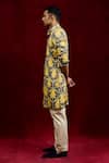 Gaurav Katta_Yellow Moda Silk Hand Paint Lotus Contrast Shirt Kurta_Online_at_Aza_Fashions