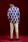 Shop_Gaurav Katta_Blue Modal Embroidery Lotus Bloom Pattern Shirt _at_Aza_Fashions