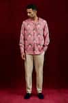 Buy_Gaurav Katta_Pink Modal Hand Painted Carnation Shirt _at_Aza_Fashions