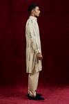 Gaurav Katta_Ivory Modal Embroidery Hand Painted Euphorbia Kurta _at_Aza_Fashions