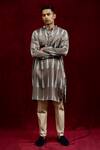 Buy_Gaurav Katta_Grey Modal Full Sleeve Hand Painted Kurta _at_Aza_Fashions