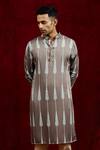 Gaurav Katta_Grey Modal Full Sleeve Hand Painted Kurta _at_Aza_Fashions