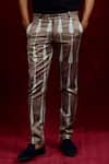 Buy_Gaurav Katta_Grey Moda Silk Hand Paint Abstract Leaf Pattern Trouser _Online_at_Aza_Fashions