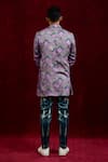 Shop_Gaurav Katta_Grey Moda Silk Hand Paint Carnations Blazer _at_Aza_Fashions