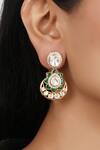 Buy_Sica Jewellery_Green Moissanite Polki And Stone Embellished Chandbalis _at_Aza_Fashions