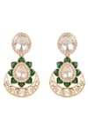 Shop_Sica Jewellery_Green Moissanite Polki And Stone Embellished Chandbalis _at_Aza_Fashions