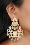Buy_Sica Jewellery_Green Moissanite Polki Embellished Chandelier Earrings_at_Aza_Fashions