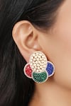 Buy_Sica Jewellery_Multi Color Moissanite Polki Geometric Stone Embellished Earrings _at_Aza_Fashions