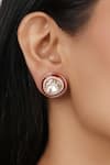 Buy_Sica Jewellery_Red Embellished Zircons Stud Earrings _at_Aza_Fashions