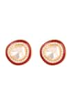 Shop_Sica Jewellery_Red Embellished Zircons Stud Earrings _at_Aza_Fashions