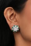 Buy_Sica Jewellery_Green Embellished Emerald Cubic Zirconia Stud Earrings_at_Aza_Fashions