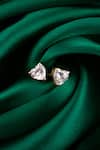 Shop_Sica Jewellery_White Embellished Heart Cubic Zirconia Stud Earrings_at_Aza_Fashions