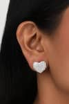 Buy_Sica Jewellery_White Embellished Heart Cubic Zirconia Bali Stud Earrings _at_Aza_Fashions