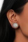 Buy_Sica Jewellery_White Embellished Pearl Stud Earrings _at_Aza_Fashions