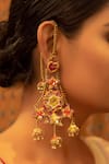 Buy_Kanyaadhan By DhirajAayushi_Pink Beads Thread Hand Embroidered Dangler Earrings _at_Aza_Fashions