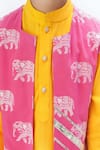 Buy_LIL DRAMA_Pink Viscose Printed Elephant Jacket Kurta Set _Online_at_Aza_Fashions