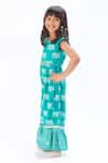 LIL DRAMA_Green Viscose Printed Elephant Belted Jumpsuit_Online_at_Aza_Fashions