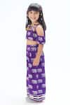 LIL DRAMA_Purple Viscose Print Elephant Cold Shoulder Top With Pant _Online_at_Aza_Fashions