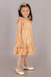 LIL DRAMA_Orange Polyester Foil Print Abstract Shimmer Finish Dress _Online_at_Aza_Fashions