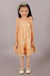 Buy_LIL DRAMA_Orange Polyester Foil Print Abstract Shimmer Finish Dress _Online_at_Aza_Fashions