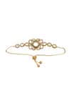 Shop_Hema Khasturi_Gold Plated Artificial Stones Kundan Bracelet With Meenakari Work_at_Aza_Fashions