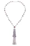 Shop_Hrisha Jewels_Pink Shell Pearl Tassel Necklace _at_Aza_Fashions