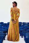 Shop_Baise Gaba_Yellow Chiffon Printed V Neck Thia Maxi Dress  _at_Aza_Fashions