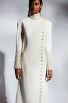 Buy_Mala and Kinnary_Ivory Crepe Embellished Pearls And Beads Work High Neck Gown  _Online_at_Aza_Fashions