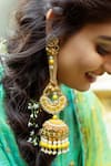 Buy_Kanyaadhan By Dhirajaayushi_Yellow Beads Hand Embroidered Long Jhumkas _at_Aza_Fashions
