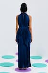 Shop_Pleats by Aruni_Blue Crepe Satin Pleated Mermaid Skirt _at_Aza_Fashions