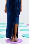 Shop_Pleats by Aruni_Blue Crepe Satin Pleated Mermaid Skirt _Online_at_Aza_Fashions