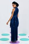 Pleats by Aruni_Blue Crepe Satin Pleated Mermaid Skirt _at_Aza_Fashions
