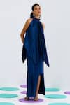 Buy_Pleats by Aruni_Blue Crepe Satin Pleated Mermaid Skirt 