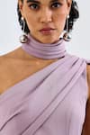 Pleats By Aruni_Purple Crepe One Shoulder Pleated Gown _at_Aza_Fashions