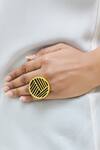 Buy_Varnika Arora_Gold Plated Velvet Circular Ring _at_Aza_Fashions