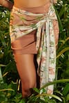 Buy_Tizzi_Brown Chiffon Satin Printed Forest Savanna Sarong Skirt  _Online_at_Aza_Fashions