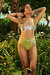 Tizzi_Green Wonder Fabric (80% Polyamide And 20% Elastane) Printed Bandeau Bikini Set _Online_at_Aza_Fashions