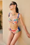 Shop_Tizzi_Multi Color Wonder Fabric Print Abstract Floral Knotted Bikini Set  _Online_at_Aza_Fashions