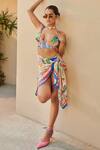 Tizzi_Multi Color Print Abstract Village And Beach Bum Chiffon Satin Sarong  _Online_at_Aza_Fashions