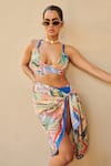 Shop_Tizzi_Multi Color Print Abstract Village And Beach Bum Chiffon Satin Sarong  _Online_at_Aza_Fashions