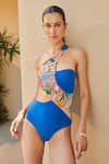 Tizzi_Multi Color Wonder Fabric Print Abstract Village And Oblique Monokini  _Online_at_Aza_Fashions