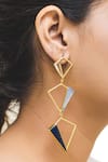 Buy_Varnika Arora_Blue Lapis Semi Precious Stone Geometric Tiered Danglers _at_Aza_Fashions