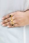 Buy_Varnika Arora_Black Stones Two Finger Ring _at_Aza_Fashions