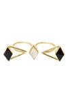 Shop_Varnika Arora_Black Stones Two Finger Ring _at_Aza_Fashions