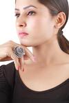 Buy_Sangeeta Boochra_Silver Plated Stones Floral Embellished Ring _at_Aza_Fashions