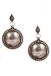 Shop_Sangeeta Boochra_Silver Plated Beads Carved Circular Drop Earrings _at_Aza_Fashions