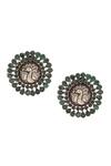 Shop_Sangeeta Boochra_Silver Plated Stones Peacock Embellished Earrings _at_Aza_Fashions