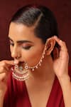 Buy_Swabhimann_Red Pearls, Beads Handmade Peacock Motif Nose Ring _at_Aza_Fashions