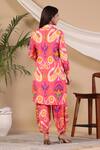 Shop_Bairaas_Magenta Muslin Abstract Collared Neck Printed Shirt Kurta And Afghani Pant Set_at_Aza_Fashions